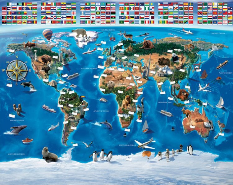 3D foto tapeta Walltastic Karta svijeta 41851 | 305x244 cm