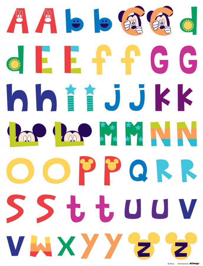 Dječje naljepnice Mickey abeceda DK-0895, 85x65 cm - Naljepnice za dječju sobu
