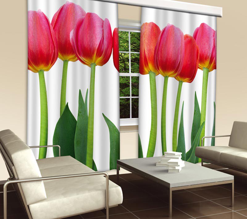 Zavjesa Crveni tulipani CU-280-015, 280x245 cm