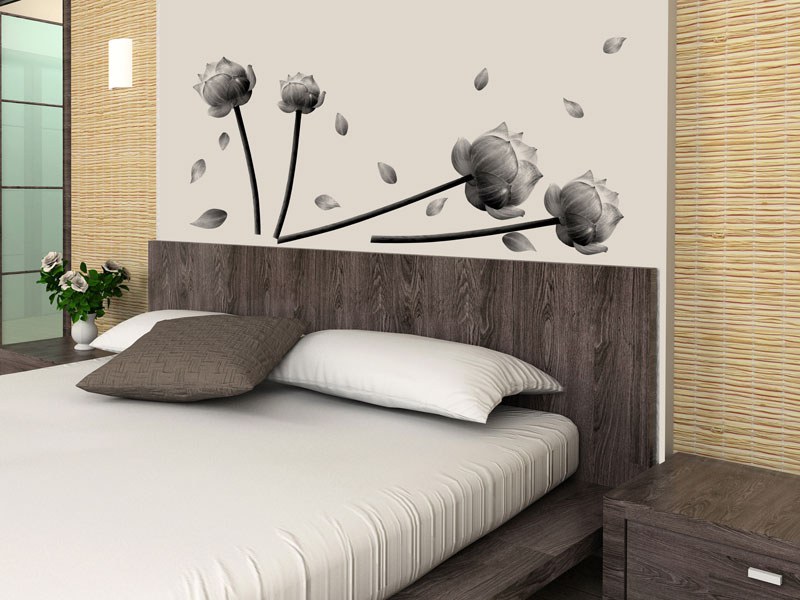 Samoljepljiva dekoracija za zid Sivo cvijeće ST1-027