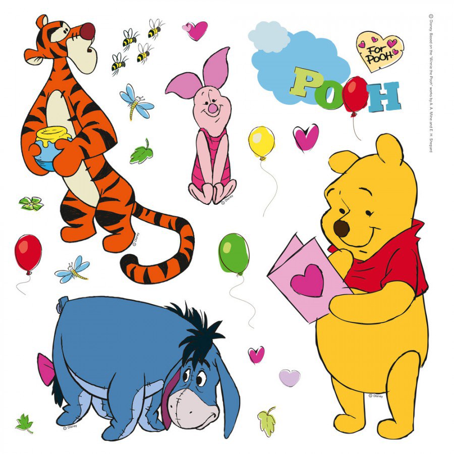 Dječje naljepnice Winnie Pooh i prijatelji DKS-1087, 30x30 cm - Naljepnice za dječju sobu