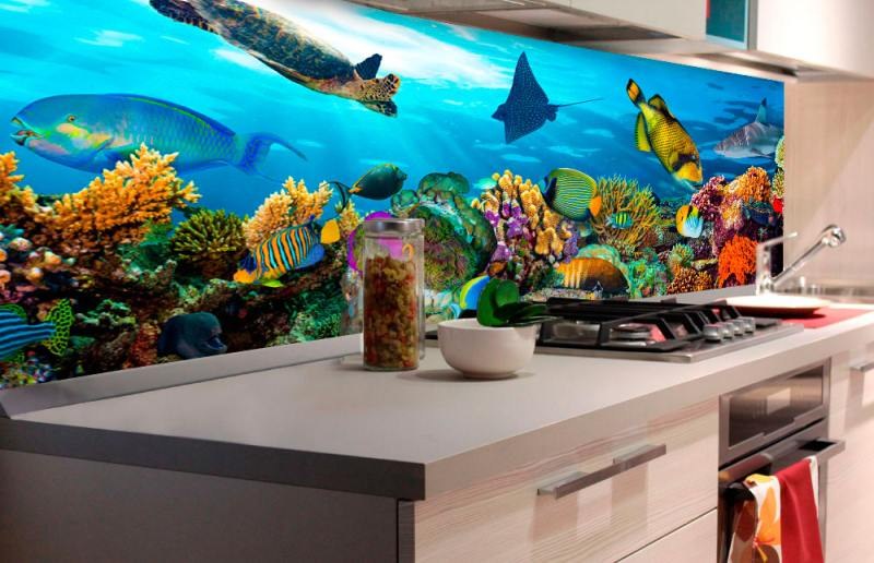 Samoljepljiva foto tapeta za kuhinje - Ribe v oceanv KI-180-092 | 180x60 cm