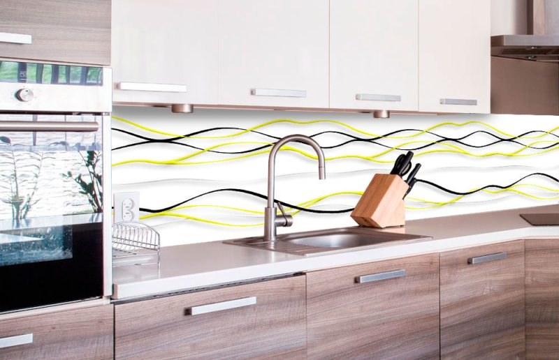 Samoljepljiva foto tapeta za kuhinje - Žuti valovi KI-260-100 | 260x60 cm - Za kuhinje