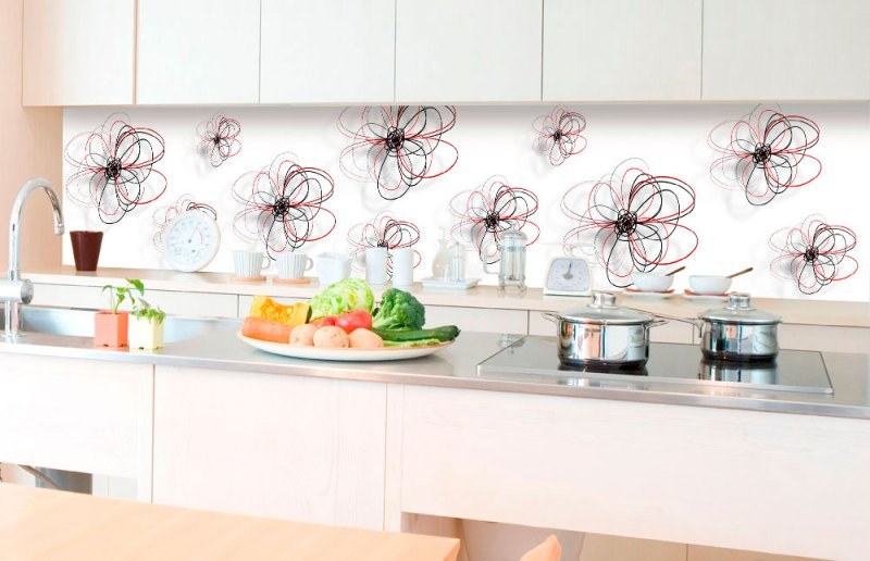 Samoljepljiva foto tapeta za kuhinje - Crveno-crni cvjetovi KI-350-098 | 350x60 cm - Za kuhinje
