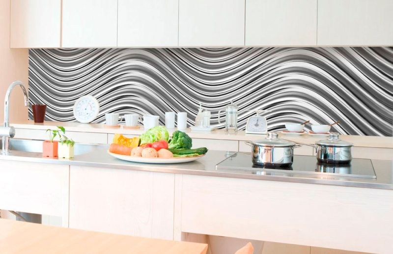 Samoljepljiva foto tapeta za kuhinje - Srebrni valovi KI-350-103 | 350x60 cm - Za kuhinje