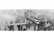 Panoramska flis foto tapeta Avion iznad grada MP20006 | 375 x 150 cm