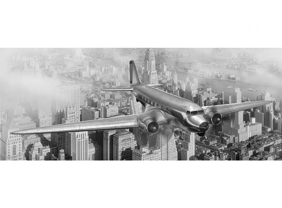 Panoramska flis foto tapeta Avion iznad grada MP20006 | 375 x 150 cm