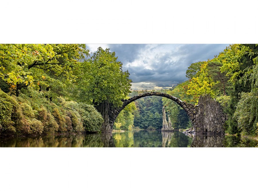 Panoramska flis foto tapeta Pejzaž s lučnim mostom MP20060 | 375 x 150 cm - Fototapete