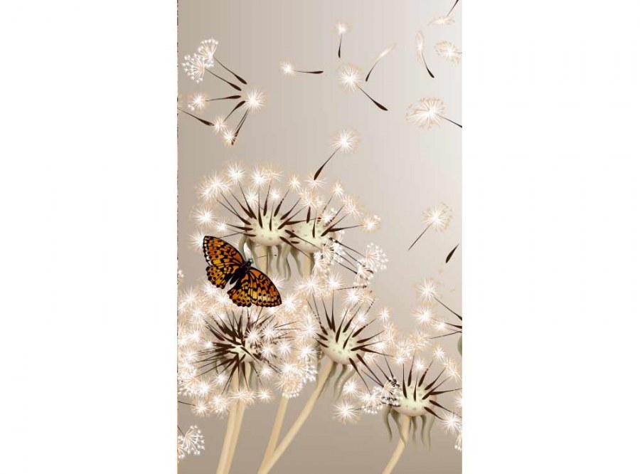Flis foto tapeta Maslačak i leptir MS20148 | 150x250 cm - Od flisa