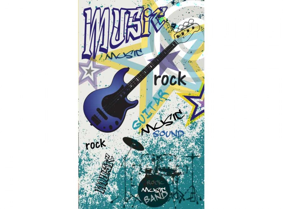 Flis foto tapeta Plava gitara MS20323 | 150x250 cm