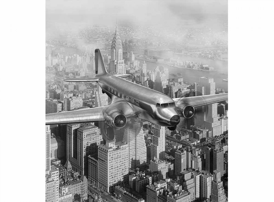 Flis foto tapeta Avion iznad grada MS30006 | 225x250 cm