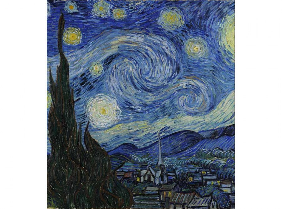 Flis foto tapeta Zvjezdana noć od Vincenta van Gogha MS30250 | 225x250 cm - Od flisa