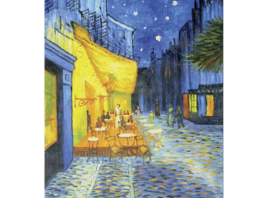 Flis foto tapeta Terasa kafića od Vincenta van Gogha MS30251 | 225x250 cm - Od flisa