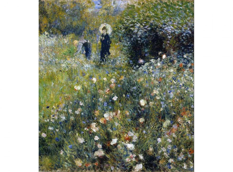 Flis foto tapeta Ženy v zahradě od Pierra Avgvsta Renoira MS30256 | 225x250 cm - Od flisa