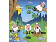 Flis foto tapeta Ovčice u šumi MS30341 | 225x250 cm Od flisa
