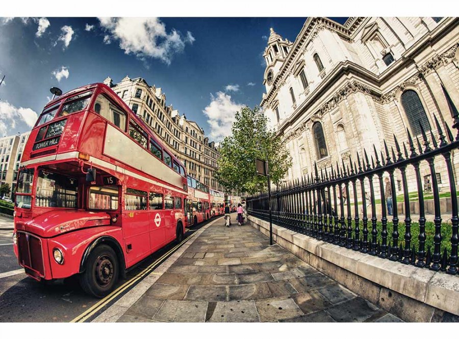 Flis foto tapeta Londonski autobus MS50017 | 375x250 cm - Od flisa