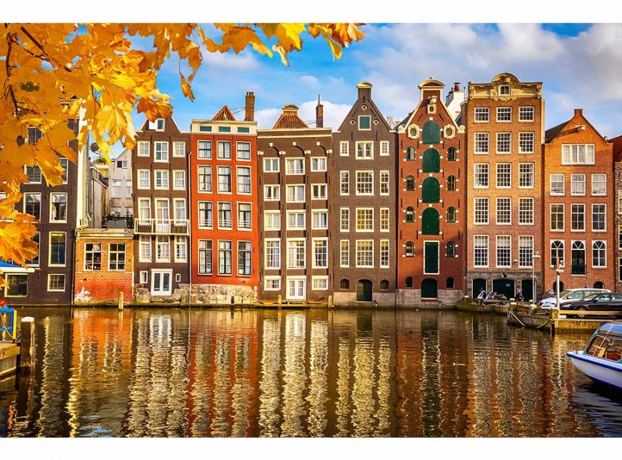 Flis foto tapeta Kuće v Amsterdamu MS50024 | 375x250 cm - Od flisa