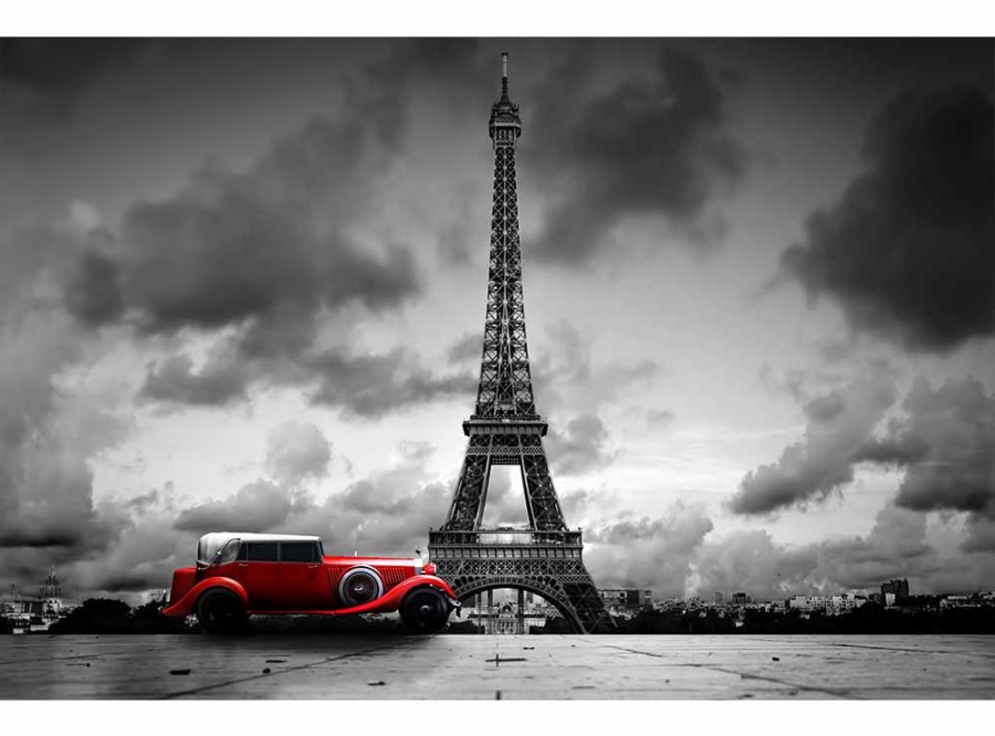 Flis foto tapeta Retro auto u Parizu MS50027 | 375x250 cm - Od flisa