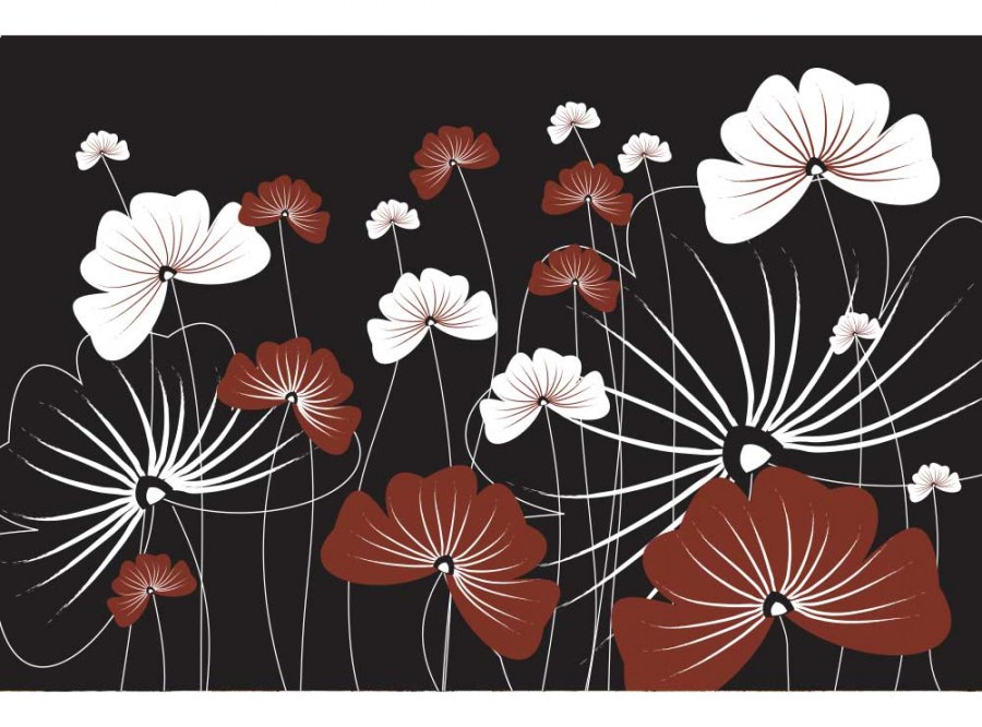 Flis foto tapeta Cvijeće na crnoj pozadini MS50156 | 375x250 cm - Od flisa