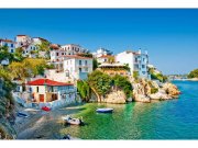 Flis foto tapeta Grčka obala MS50197 | 375x250 cm Od flisa