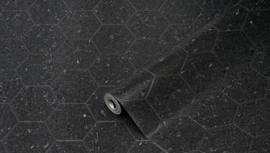 Vinil tapeta Ceramics crni hexagon 270-0179 | širina 67,5 cm - Na skladištu