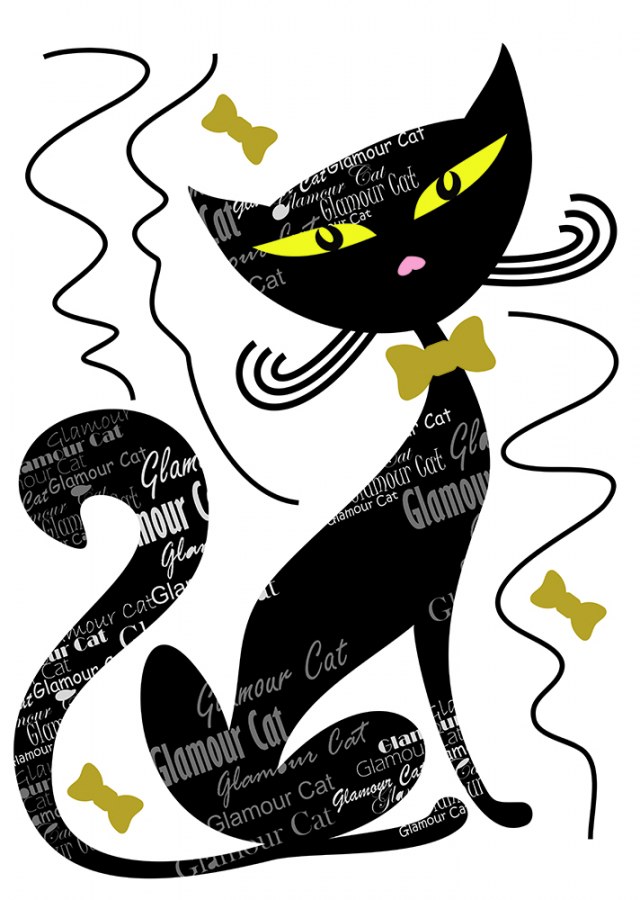 Samoljepljiva dekoracija Crna mačka SM-3439, dimenzije 42,5 x 65 cm - Naljepnice za zid