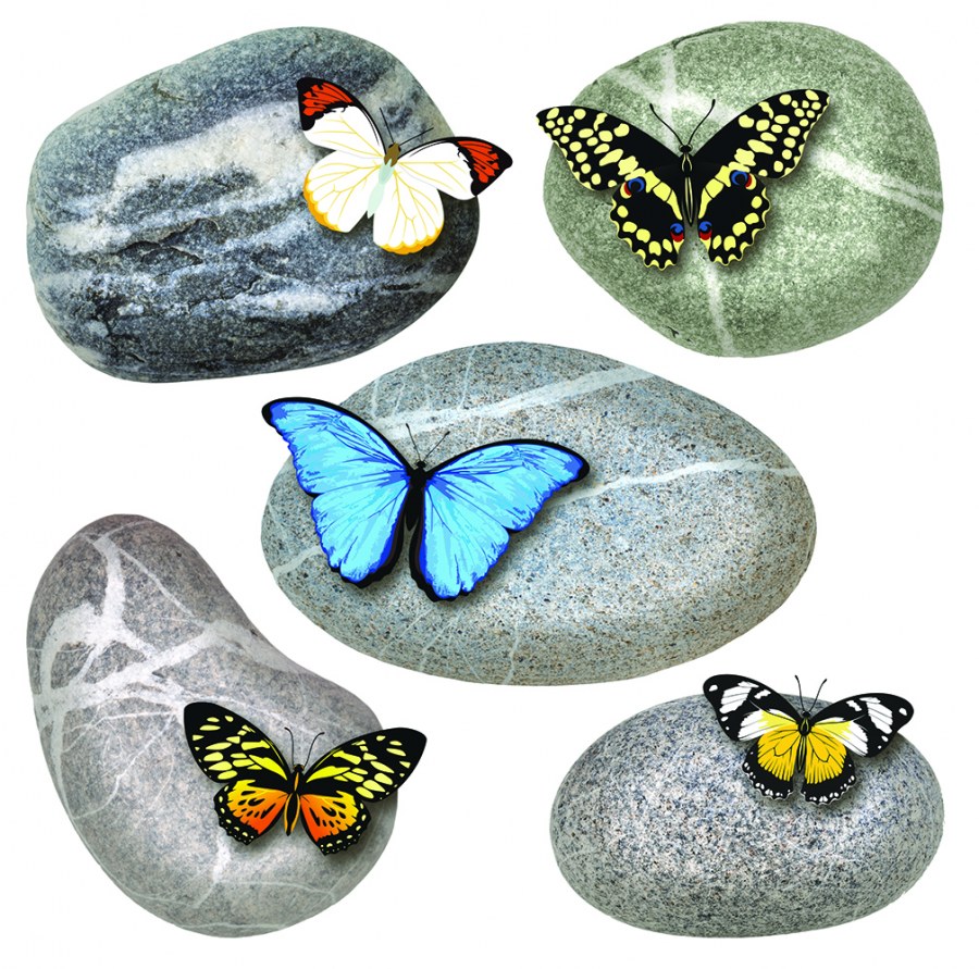 Samoljepljiva dekoracija Leptiri na kamenju SS-3853, 30x30 cm