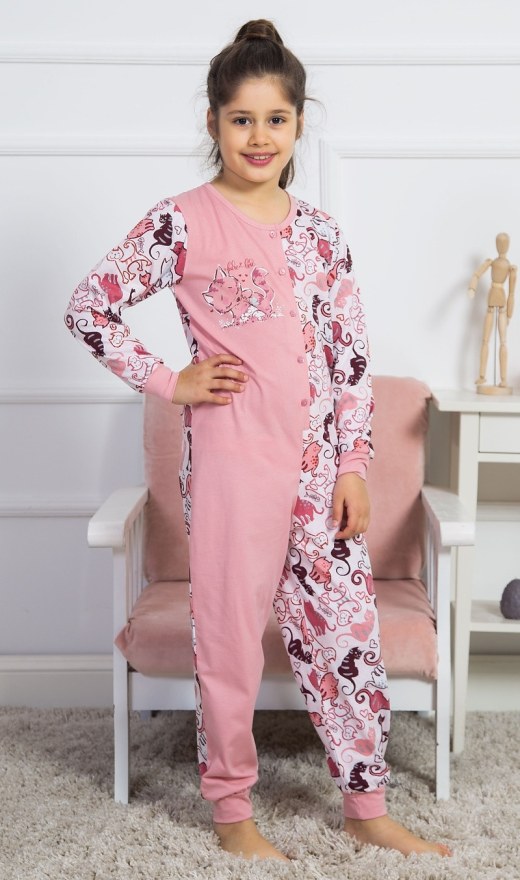 Dječji kombinezon Cats - Pidžama djevojke s dugim rukavima