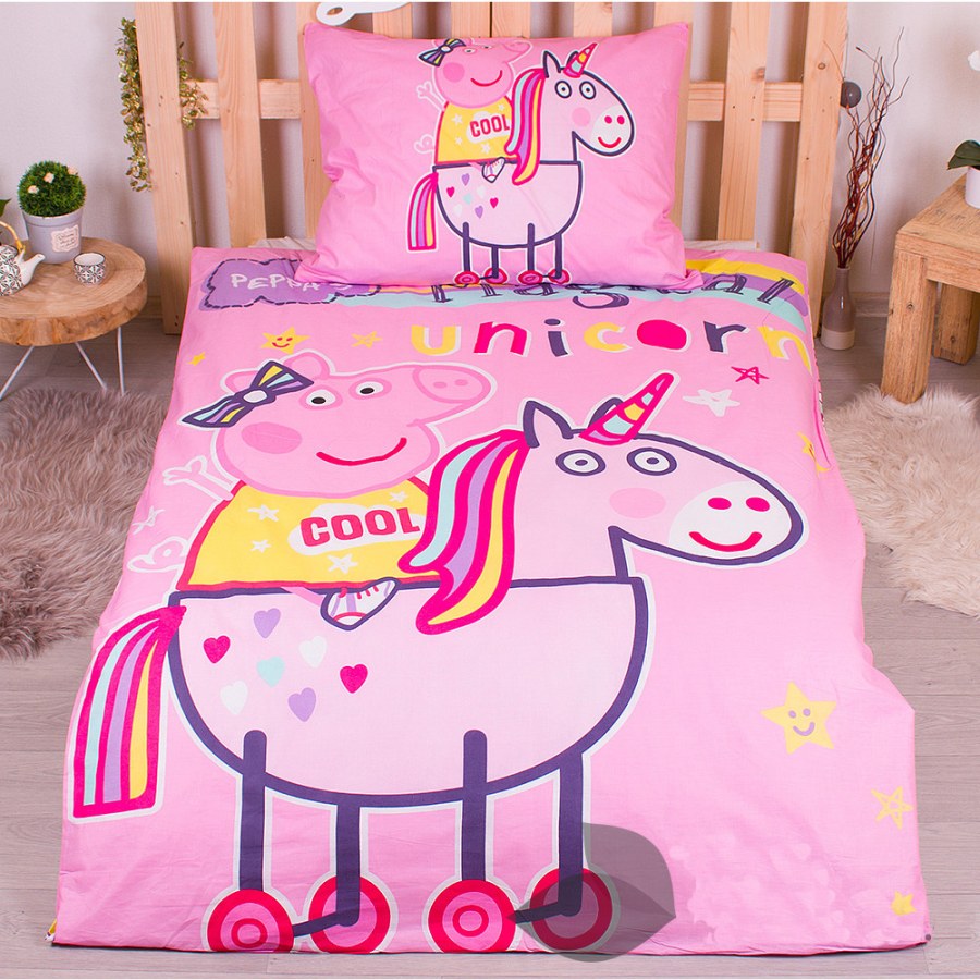 Pamučna posteljina Peppa Pig Unicorn 140 x 200 cm - Akcija sve za 10 Euro