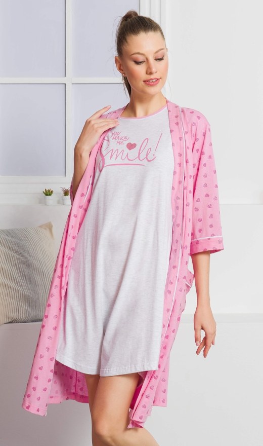 Ženski kućni ogrtač sa spavaćicom u obliku srca - Ženski kratki ogrtači
