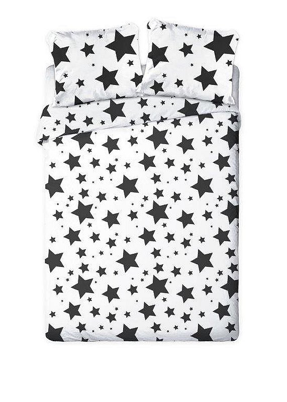 FARO Francuska posteljina Stars crno-bijela Pamuk, 220/200, 2x70 / 80 cm - Posteljina klasičan uzorak