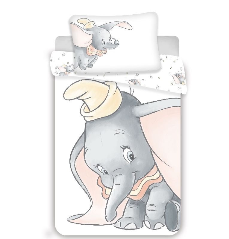 JERRY TKANINE Posteljina za krevetiće Dumbo Grey baby pamuk, 100/135, 40/60 cm