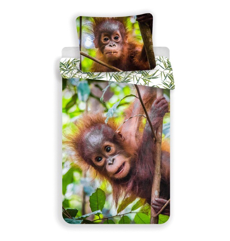JERRY TKANINE Posteljina Orangutan 02 Pamuk, 140/200, 70/90 cm - Posteljina foto print