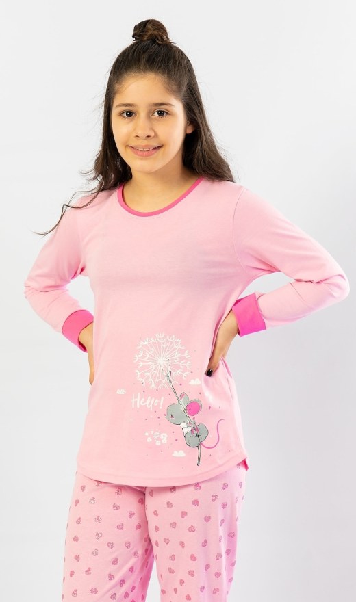 Dječja duga pidžama Little Mouse - Pidžama djevojke s dugim rukavima