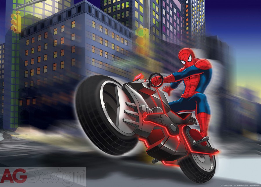 Flis foto tapeta AG Spiderman na motorce FTDNM-5222 | 160x110 cm