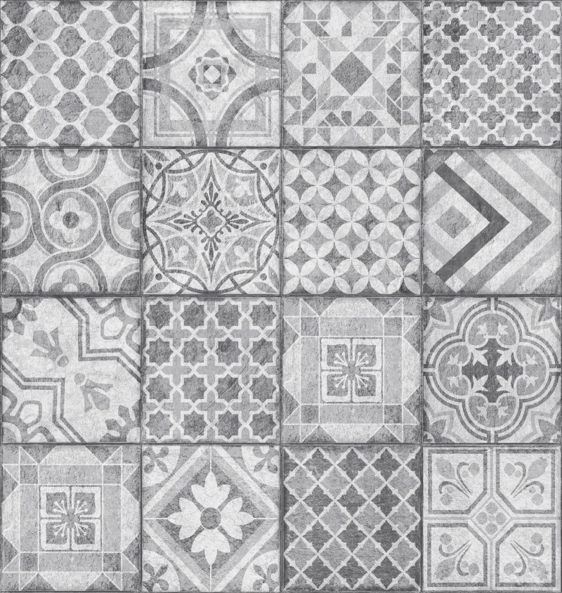 Vinil tapeta za zid Ceramics sivi patchwork pločice 270-0177 | širina 67,5 cm - Na skladištu