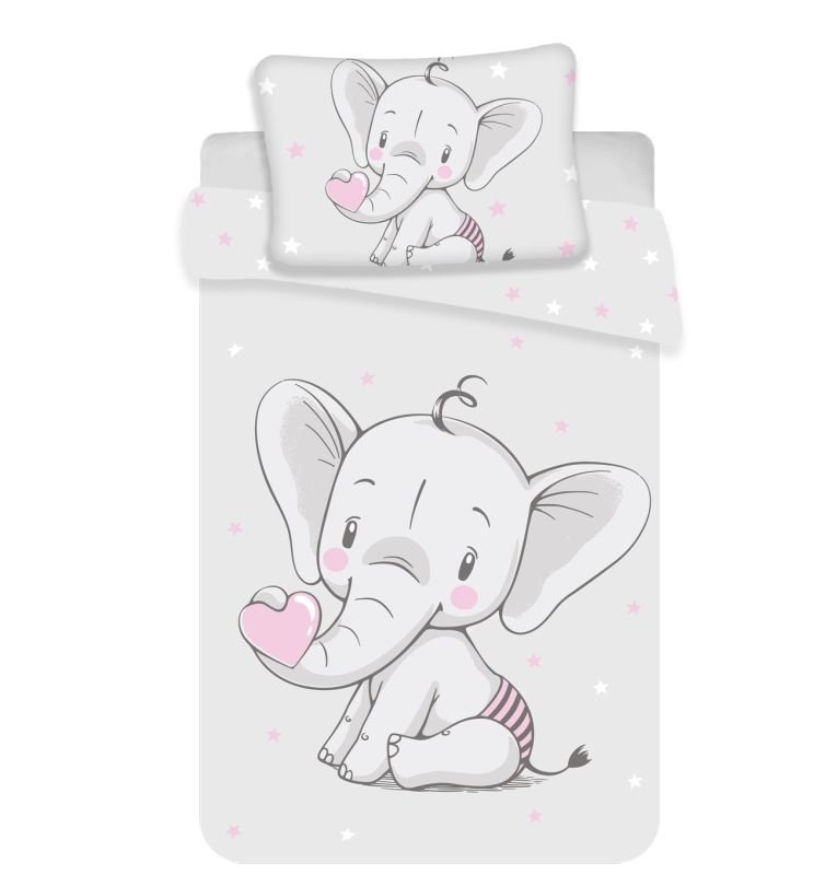 JERRY TKANINE Posteljina za dječje krevete Elephant baby Cotton, 100/135, 40/60 cm - Posteljina za krevetiće