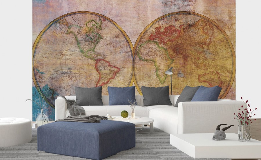 Flis foto tapeta Apstraktna karta svijeta globus | 375x250 cm - Od flisa