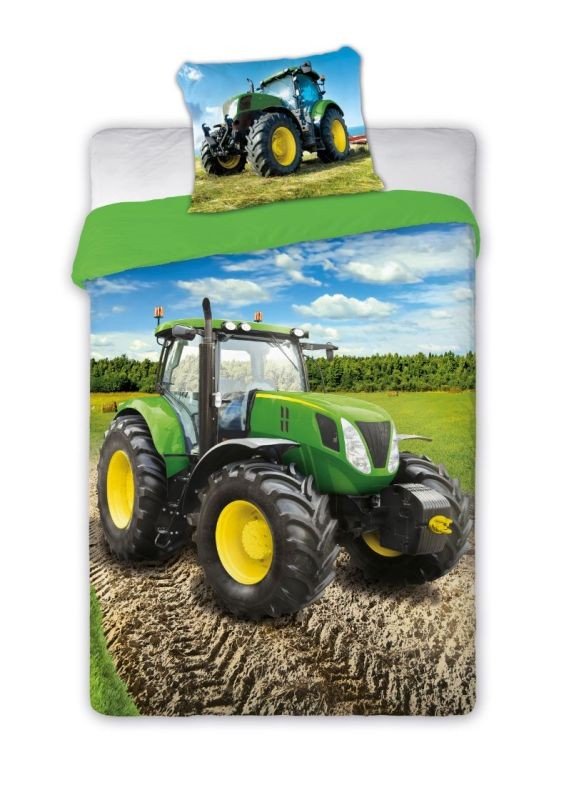 FARO Posteljina Traktor zelena pamuk, 140/200, 70/90 cm - Posteljina foto print