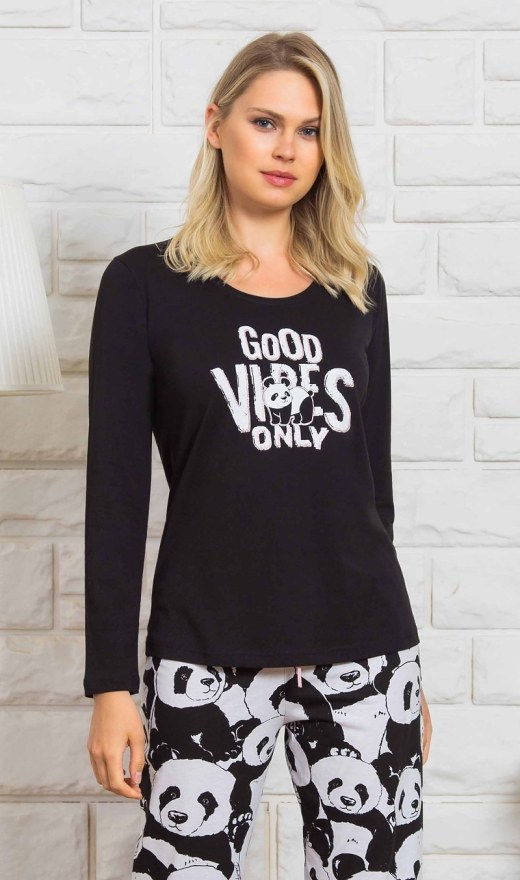 Ženska duga pidžama Good vibes - Ženska pidžama s dugim rukavima