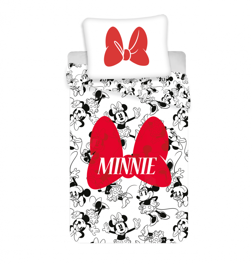Posteljina Minnie crvena mašna | 140x200, 70x90 cm - Licencirana posteljina