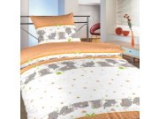 Pamučna posteljina za bebu Elephants narančasta | 90x130, 45x60 cm Posteljina za krevete - Dječja posteljina - Dječja posteljina za bebe - Dječja posteljina pamuk