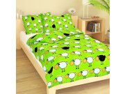 Posteljina za bebu pamuk Stado ovaca zeleno | 90x130, 45x60 cm Posteljina za krevete - Dječja posteljina - Dječja posteljina za bebe - Dječja posteljina pamuk