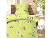 Pamučna posteljina za bebu Puppy green | 90x130, 45x60 cm Posteljina za krevete - Dječja posteljina - Dječja posteljina za bebe - Dječja posteljina pamuk