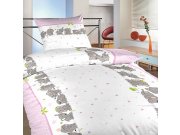 Posteljina krep Pink slonovi Posteljina za krevete - Dječja posteljina - Posteljina bez dozvole