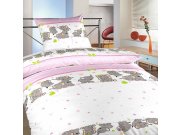 Posteljina za bebu krep Elephants pink | 90x130, 45x60 cm Posteljina za krevete - Dječja posteljina - Dječja posteljina za bebe - Dječja posteljina krep
