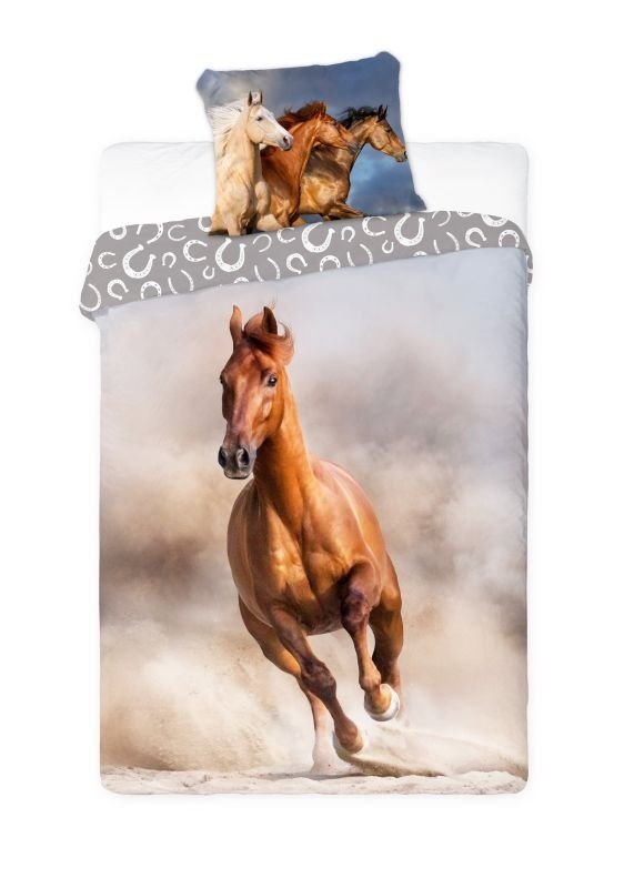 FARO Posteljina Konj na plaži Pamuk, 140/200, 70/90 cm - Posteljina foto print