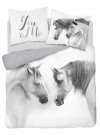 DETEXPOL Francuska posteljina Konji bijeli pamuk, 220/200, 2x70 / 80 cm Posteljina foto print
