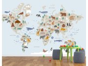 Dječji tapeta Animals world map 3,75 x 2,5 m Fototapete