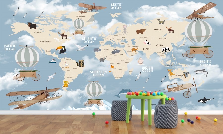 Dječji tapeta World map 1 m2